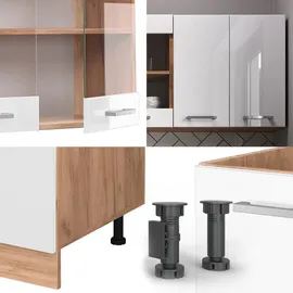 Vicco R-Line Küchenzeile 140 cm weiß hochglanz/goldkraft