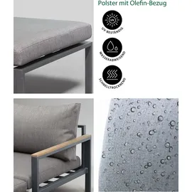 Dehner Balkonset Padua 5-teilig, Aluminium/Polyester/Polyurethan, dunkelgrau/grau/hellbraun