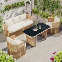 Okwish Gartenmöbel Set 5-tlg. Beige/Schwarz