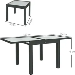 Outsunny - Gartentisch - 160Lx80Wx75Hcm - Schwarz