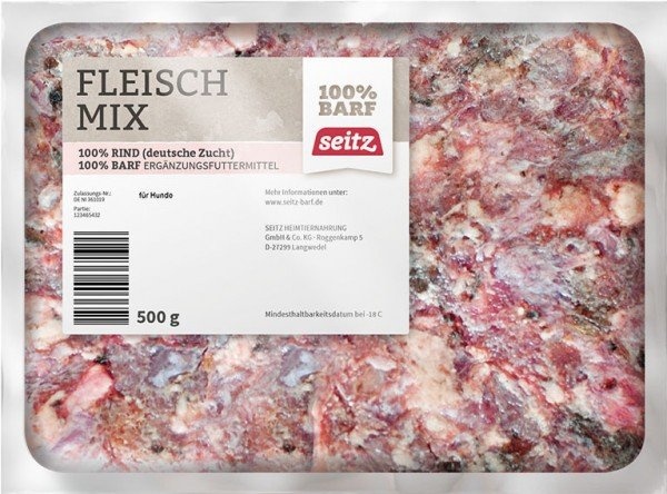 Sparpaket Seitz Fleisch-Mix gewolft 24 x 500 Gramm Spezialfutter / Frostfutter für Hunde