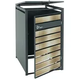 Mendler Mülltonnenverkleidung HWC-J81 73 x 117 cm gold