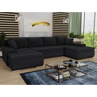 Sofnet Wohnlandschaft Faris U, mit Schlaffunktion und Bettkasten, Ecksofa, U-Form Couch, Schlafsofa mit Wellenfeder schwarz