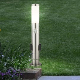 V-Tac Edelstahl Steh Lampe Außen Steckdosen Bewegungsmelder Garten Wege Leuchte silber 8977