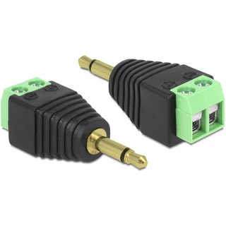 DeLock 3.5mm Klinke [Stecker] auf 2-Pin-Terminalblock Adapter (65528)