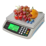 KNSWE Waage Küchenwaage Groß Edelstahl Digitalwaage 10kg zum Gastronomie Messen von Fleisch Wurst so Weiter Obstwaage mit Zähl Tara Funktion Feinwaage 1g LCD Display und 3 Maßeinheit