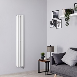 Design E-Heizung Weiß Vertikal, Wandmontage 1600x236mm inkl. 1200W Heizelemente - Revive Hudson Reed