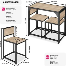 Tectake tectake® Sitzgruppe, 3-teilig, Industrial Style, mit höhenverstellbaren Kunststofffüßen