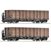 Roco 2-tlg. Set: Offene Güterwagen 6640004 H0/H0e