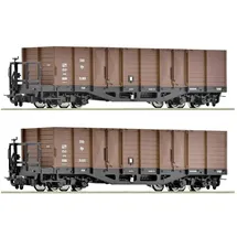 Roco 2-tlg. Set: Offene Güterwagen 6640004 H0/H0e