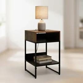 Relaxdays Nachtschrank 2 Fächer 40 x 40 x 30 cm Schwarz/Braun