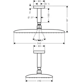 Hansgrohe Raindance E 360 Air 1jet Kopfbrause DN15 mit Deckenanschluss 100 mm
