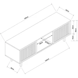 [en.casa] Fernsehschrank Ypäjä 150x42x50 cm Bambus Natur