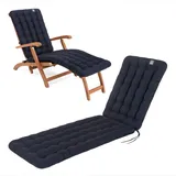 HAVE A SEAT Luxury - Deckchair Auflage 190x50 cm, 8 cm dick, Bequeme Liegestuhl Polsterauflage, waschbar bei 95°C, Trockner geeignet, UV-Beständig, Made in Germany (190 x 50 cm, Marine Blau)