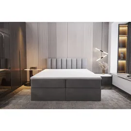 Trada Boxspringbett 160x200 mit Bettkästen H3 Grau -