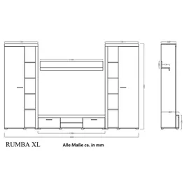 Küchen-Preisbombe TOP Wohnwand Rumba XL Anbauwand Wohnkombi Wohnzimmer Weiss matt