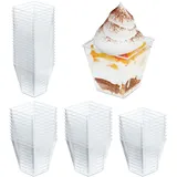 Relaxdays Dessertschalen 50er Set, 210 ml, wiederverwendbar, Nachtischschale für Eis & Tiramisu, Kunststoff, transparent