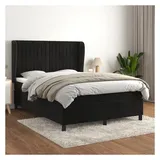 vidaXL Boxspringbett mit Matratze Schwarz 140x200 cm Samt