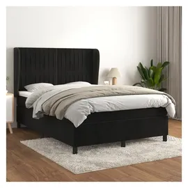 vidaXL Boxspringbett mit Matratze Schwarz 140x200 cm Samt