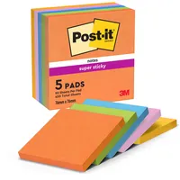 Post-it Super Sticky Boost Haftnotizen extrastark farbsortiert, 5 Blöcke