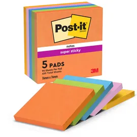 Post-it Super Sticky Boost Haftnotizen extrastark farbsortiert, 5 Blöcke