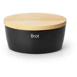 Continenta Brottopf mit Holzdeckel oval 27 cm matt schwarz