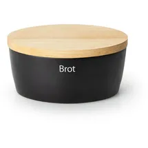 Continenta Brottopf mit Holzdeckel oval 27 cm matt schwarz