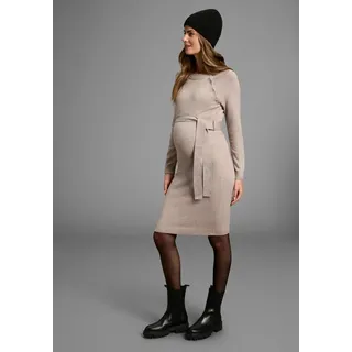 Neun Monate Umstandskleid Strickkleid für Schwangerschaft und Stillzeit Umstands-Strickkleid mit modischen Knöpfen beige 42