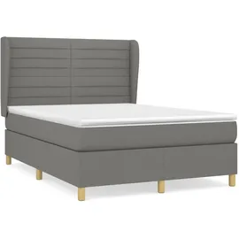 vidaXL Boxspringbett 140 x 200 cm Dunkelgrau