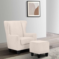 Home Affaire »Chilly, Sessel mit Federkern-Polsterung,«, (Set, 2 St., bestehend aus Sessel und Hocker), beige