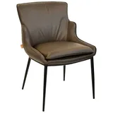 SIX Komfortabler Lusso Echtleder Stuhl - Hochwertiges Rindsleder, belastbar bis 150 kg, ergonomisch, stabil, ideal für Esszimmer, Büro, Konferenzraum - in Braun
