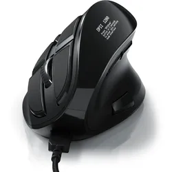 CSL ergonomische Maus kabelgebunden, 125 dpi, Vertikal Maus mit OLED-Display Konfigurierbare Tasten