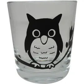 Lichtidee24 Teelicht Glas Windlicht print Eule auf Ast groß schwarz