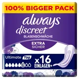 Always Discreet Inkontinenz-Slipeinlagen Damen, Ultimate Tag (16 Binden) Big Pack, starker Schutz, den Sie kaum spüren