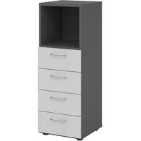 Hammerbacher Regal 3OH 4 Schübe, BS Graphit/Grau-V934S4/G/5/BS