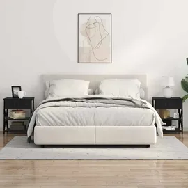 vidaXL Nachttisch mit Ladestation Schwarz Eichen-Optik Holzwerkstoff