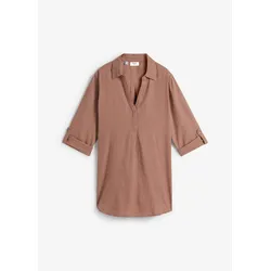 bonprix Leinen-Bluse 3/4-Arm, braun, 34, Leinen