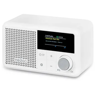 MEDION S66822 Tragbares mini DAB+ Radio mit Bluetooth Akku AUX USB-C weiß