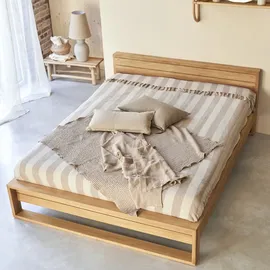 Tikamoon Massivholzbett 160 x 200 cm Beige