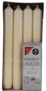 Haushaltskerzen, 21 x 190 mm, Hochwertige Kerzen aus besten Rohstoffen, 1 Packung = 8 Stück, creme