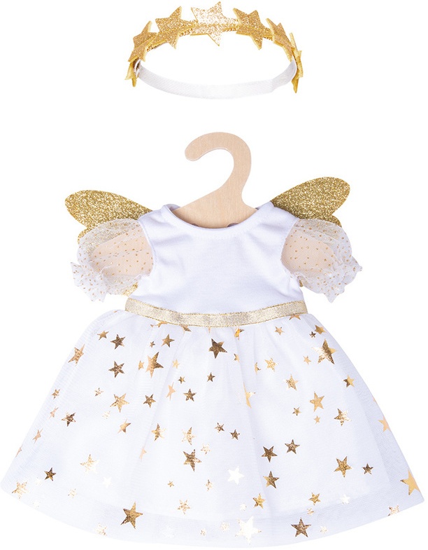 Puppen-Kleid SCHUTZENGEL (28-35 cm) mit Sternen-Haarband