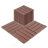 BBG Terrassendielen 44er Set Klickfliesen Kunststoff 30×30 cm, Rutschfest, 4 m2, BxL: je 30.5x30.5 cm, 20 mm Stärke, (Interlocking Deck Tiles Wasserdicht, Balkon- & Terrassenfliesen), Outdoor Indoor, Gartenboden Pool Balkon DIY Stecksystem braun