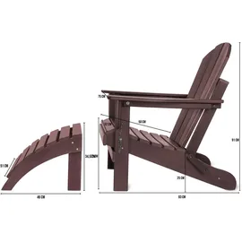 ASPERO Gartenstuhl Adirondack 75 x 75 x 83 cm grau/rot
