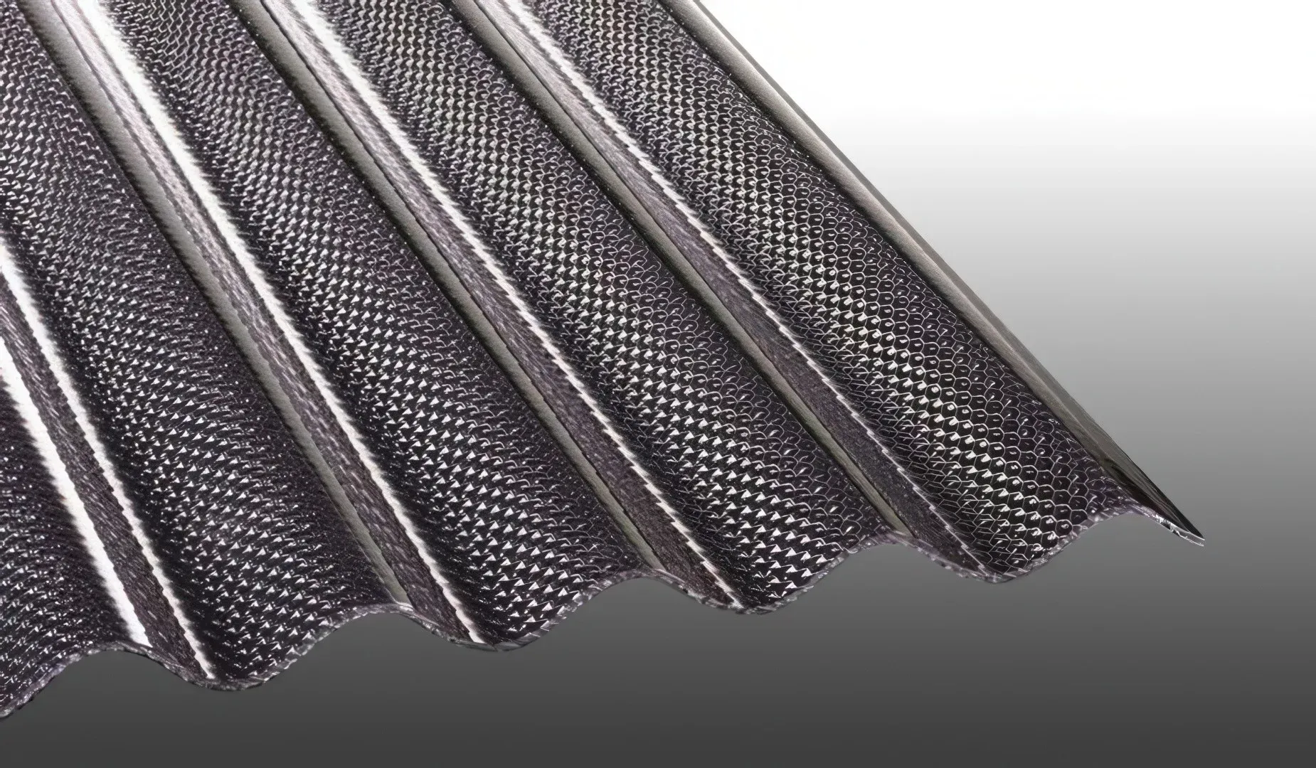 Polycarbonat Wellplatte mit Wabenstruktur - Lichtgrau 2,8 mm - Profil S76/18 - 1045 x 2000 mm – hagelfeste Wabenplatte – Lichtwellplatte für Terrassen