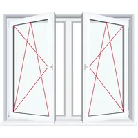 2-flügliges Kunststofffenster Weiß Dreh-Kipp / Dreh-Kipp mit Pfosten