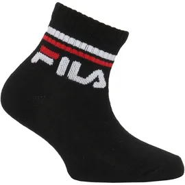 Fila Kurzsocken FILA "JUNIOR UNISEX QUARTER PLAIN SOCKS", Damen, Gr. 27-30, schwarz-weiß (schwarz, weiß), Baumwollmischung, unifarben, normal, Socken, mit eingestricktem Logo im Bündchen, Kindersocken