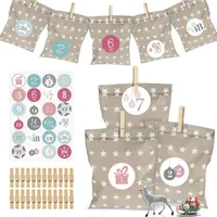 LuxusKollektion Adventskalender Weihnachten Geschenksäckchen DIY Bastelset Grau - Grau