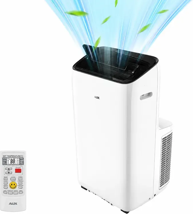 AUX Inverter 3-in-1 12000 BTU mobiles Klimagerät, bis zu 30 % Energieeinsparung, Fernbedienung, leise für Schlafzimmer, 4 Betriebsmodi, Kältemittel R290, Energieeffizienzklasse A