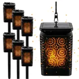 BLIXTAR 6x Solar 3in1 Garten LED Lampe, Laterne, Fackel Flammeneffekt Laterne