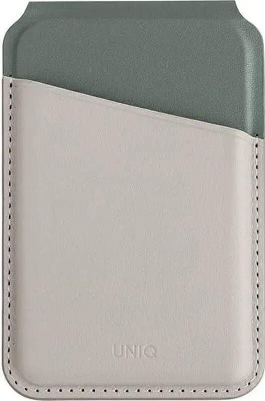 UNIQ Lyden DS Magnetische RFID-Geldbörse mit Handyhalterung Einheitsgröße für universelle Nutzung, Beige und Grün